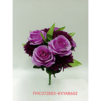 30CM SATIN ROSE/NEEDLE MUM BUSH X 12